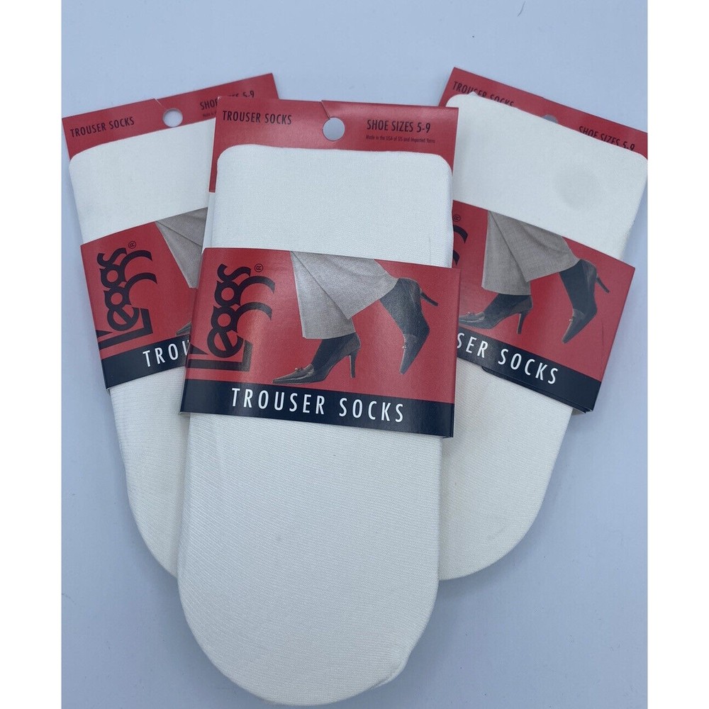 3 Pair Vintage L'eggs Trouser Socks Cream  Ivory Shoe Size 5-9